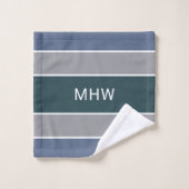 ストライプ模様カスタムモノグラムタオルセット バスタオルセット (ウォッシュタオル)