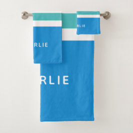 ストライプ模様カスタムモノグラムタオルセット バスタオルセット