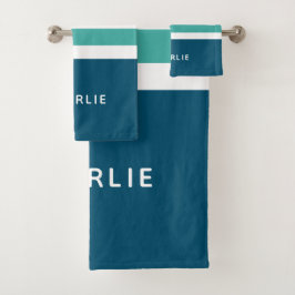 ストライプ模様カスタムモノグラムタオルセット バスタオルセット
