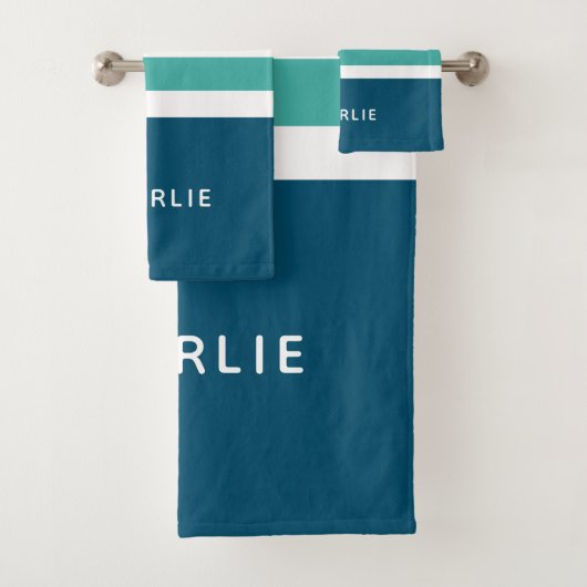 ストライプ模様カスタムモノグラムタオルセット バスタオルセット (インサイチュ)