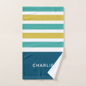 ストライプ模様カスタムモノグラムタオルセット バスタオルセット (ハンドタオル)