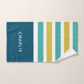 ストライプ模様カスタムモノグラムタオルセット バスタオルセット (ハンドタオル)