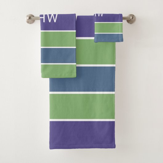 ストライプ模様カスタムモノグラムタオルセット バスタオルセット (インサイチュ)