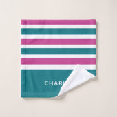 ストライプ模様カスタムモノグラムタオルセット バスタオルセット (ウォッシュタオル)