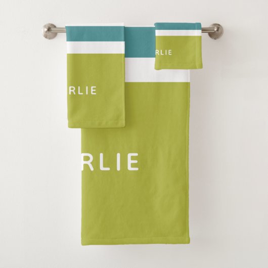 ストライプ模様カスタムモノグラムタオルセット バスタオルセット (インサイチュ)
