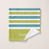 ストライプ模様カスタムモノグラムタオルセット バスタオルセット (ウォッシュタオル)