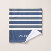 ストライプ模様カスタムモノグラムタオルセット バスタオルセット (ウォッシュタオル)