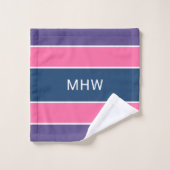 ストライプ模様カスタムモノグラムタオルセット バスタオルセット (ウォッシュタオル)