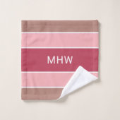 ストライプ模様カスタムモノグラムタオルセット バスタオルセット (ウォッシュタオル)