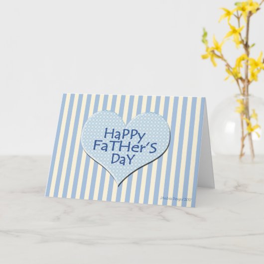 ストライプ水玉模様ハート父の日 カード (黄色い花)
