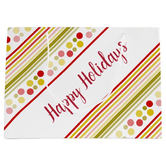 ストライプ水玉模様 ラージペーパーバッグ (正面)