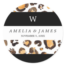 ストライプ水色ヒョウの斑点のモノグラ結婚ム