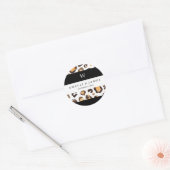 ストライプ水色ヒョウの斑点のモノグラ結婚ム ラウンドシール (封筒)