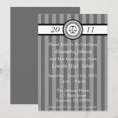 ストライプ法科大学卒業案内（グレー） 招待状 (正面/裏面)