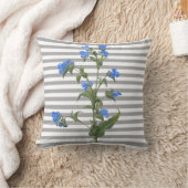 ストライプ灰色の青い花の両面の枕 クッション (ブランケット)