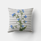 ストライプ灰色の青い花の両面の枕 クッション (裏面)