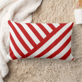 ストライプ白に赤 ランバークッション (ブランケット)