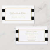 ストライプ白黒モダン金ゴールドスクリプトブティック 名刺 (正面/裏面)