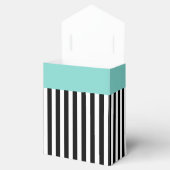 ストライプ白黒リボンブルー結婚のプレゼント フェイバーボックス (オープン)