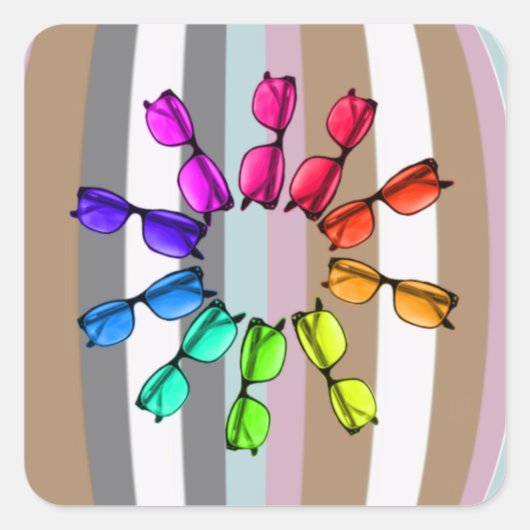 ストライプ眼鏡シール スクエアシール (正面)