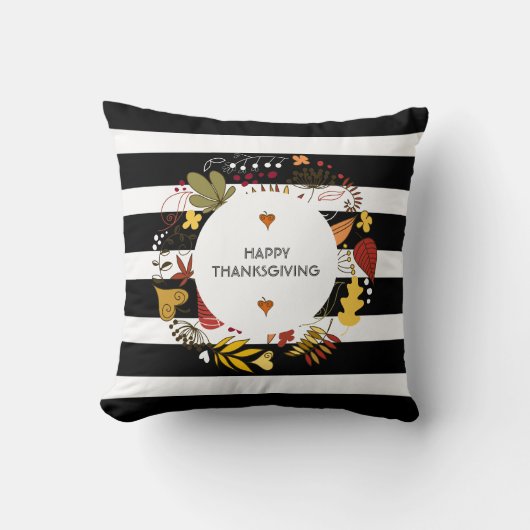 ストライプ紅葉リース クッション (正面)