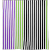 ストライプ紫グリーンブラック シャワーカーテン (正面)