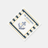 ストライプ航海のいかり結婚ズ スタンダードカクテルナプキン (角)