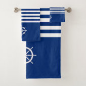 ストライプ航海の+ホイール（青+白） バスタオルセット (インサイチュ)