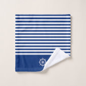 ストライプ航海の+ホイール（青+白） バスタオルセット (ウォッシュタオル)