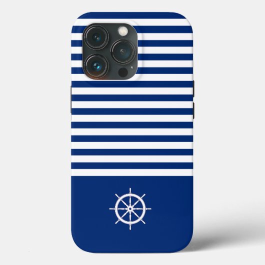 ストライプ航海の+ホイール(青+白) Case-Mate iPhoneケース (裏面)