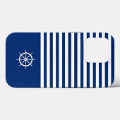 ストライプ航海の+ホイール(青+白) Case-Mate iPhoneケース (裏面 (横))