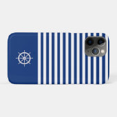 ストライプ航海の+ホイール（青+白） Case-Mate iPhoneケース (裏面(横))