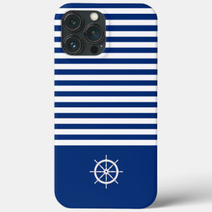 ストライプ航海の+ホイール(青+白) iPhone 13 PRO MAXケース