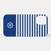 ストライプ航海の+ホイール（青+白） Case-Mate iPhoneケース (裏面 (横))