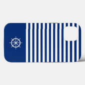 ストライプ航海の+ホイール(青+白) Case-Mate iPhoneケース (裏面 (横))