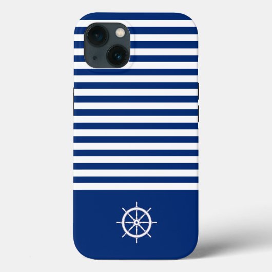 ストライプ航海の+ホイール(青+白) Case-Mate iPhoneケース (裏面)