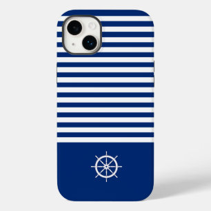 ストライプ航海の+ホイール（青+白） Case-Mate iPhone 14 PLUSケース