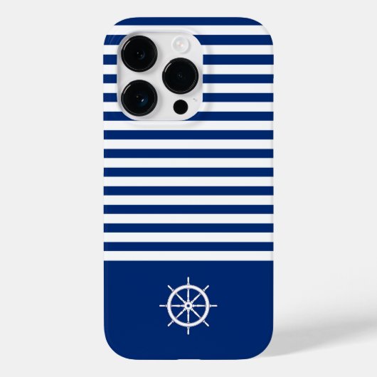 ストライプ航海の+ホイール（青+白） Case-Mate iPhoneケース (裏面)