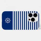 ストライプ航海の+ホイール（青+白） Case-Mate iPhoneケース (裏面 (横))