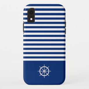 ストライプ航海の+ホイール（青+白） iPhone XRケース