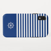 ストライプ航海の+ホイール(青+白) Case-Mate iPhoneケース (裏面(横))