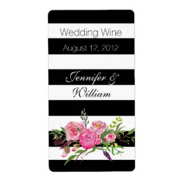 ストライプ花のミニワ結婚インラベル ラベル