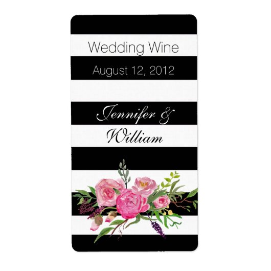 ストライプ花のミニワ結婚インラベル ラベル (正面)