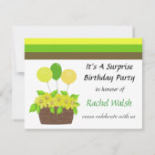 ストライプ花サプライズパーティの招待状 招待状 (正面)