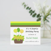 ストライプ花サプライズパーティの招待状 招待状 (スタンド正面)