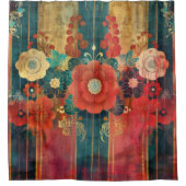 ストライプ花シャワーカーテン シャワーカーテン (正面)