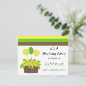 ストライプ花誕生日招待状 招待状 (スタンド正面)