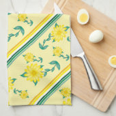ストライプ花 キッチンタオル (四つ折り)