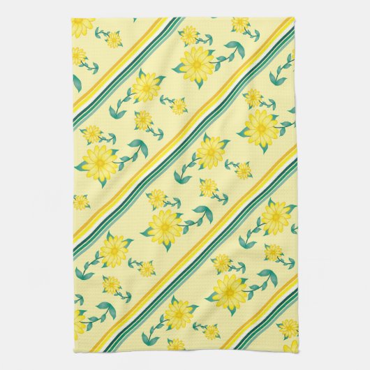 ストライプ花 キッチンタオル (縦)