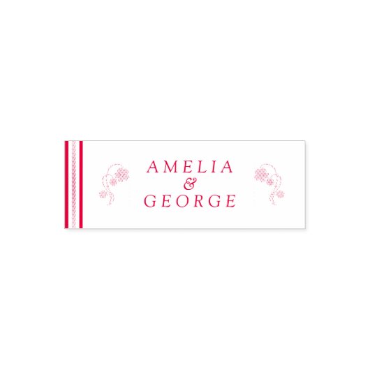 ストライプ花 セルフインキングスタンプ (デザイン)